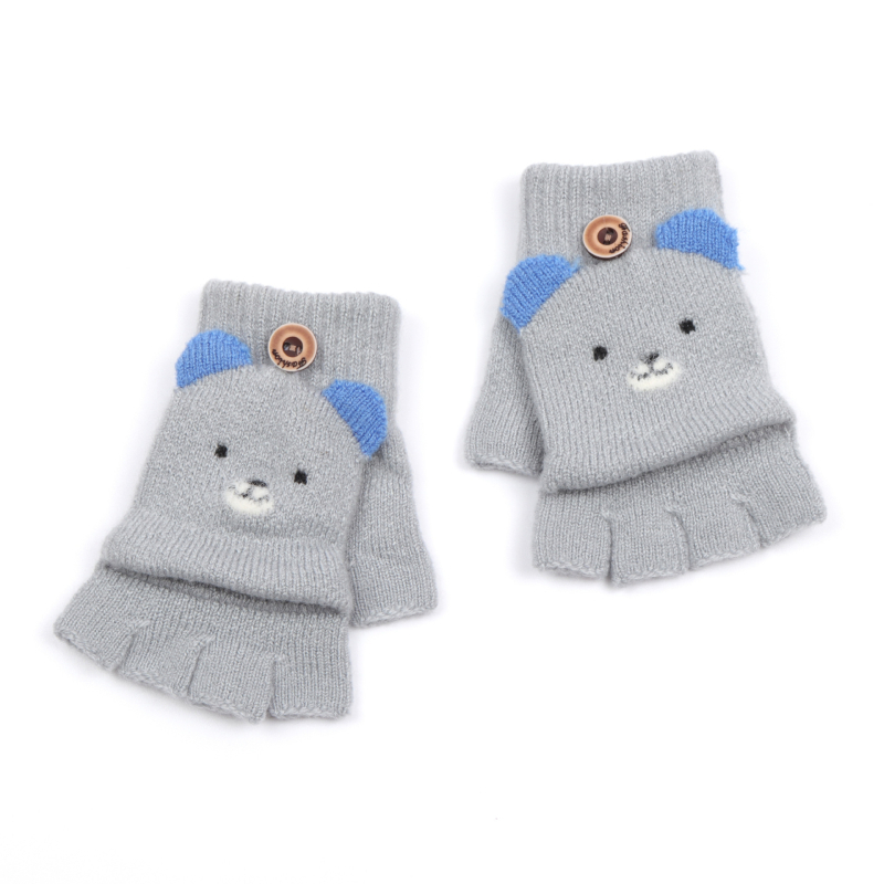 Παιδικά πλεκτά γάντια για φθινόπωρο και χειμώνα, γάντια με μισό δάχτυλο και ζακάρ σχεδίαση, ζεστά, κατάλληλα για ηλικίες 1-5 ετών, ουδέτερο φύλο, μοτίβο καρτούν