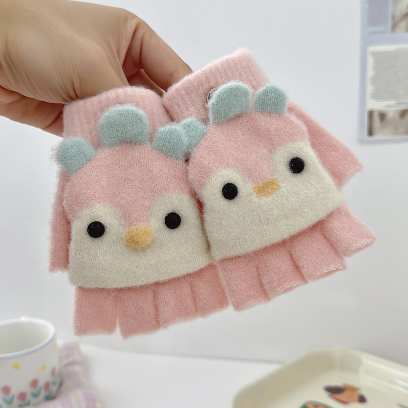 Βρεφικά γάντια από κρυσταλλικό βελούδο, ζεστά, με μισό δάχτυλο και αναδιπλούμενο καπάκι, Unisex