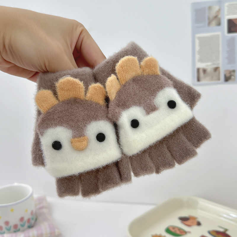 Βρεφικά γάντια από κρυσταλλικό βελούδο, ζεστά, με μισό δάχτυλο και αναδιπλούμενο καπάκι, Unisex