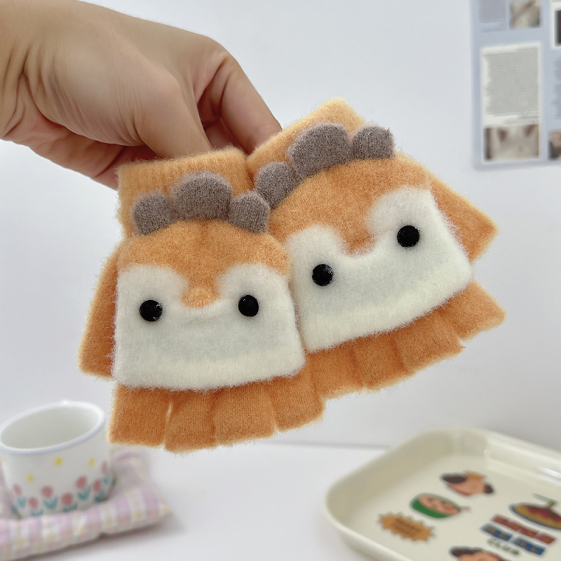 Βρεφικά γάντια από κρυσταλλικό βελούδο, ζεστά, με μισό δάχτυλο και αναδιπλούμενο καπάκι, Unisex