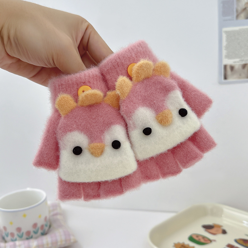 Βρεφικά γάντια από κρυσταλλικό βελούδο, ζεστά, με μισό δάχτυλο και αναδιπλούμενο καπάκι, Unisex