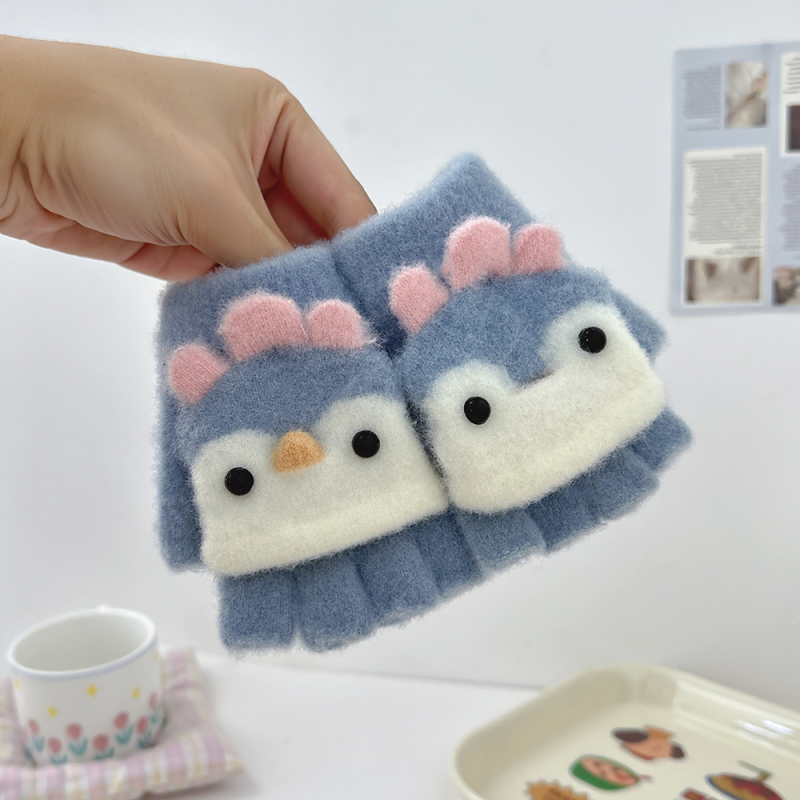 Βρεφικά γάντια από κρυσταλλικό βελούδο, ζεστά, με μισό δάχτυλο και αναδιπλούμενο καπάκι, Unisex