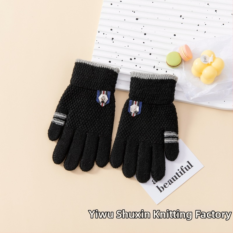 Παιδικά γάντια με καρτούν μοτίβο, Jacquard-πλεγμένα, με φλις επένδυση για ζεστασιά, για παιδιά 5–13 ετών