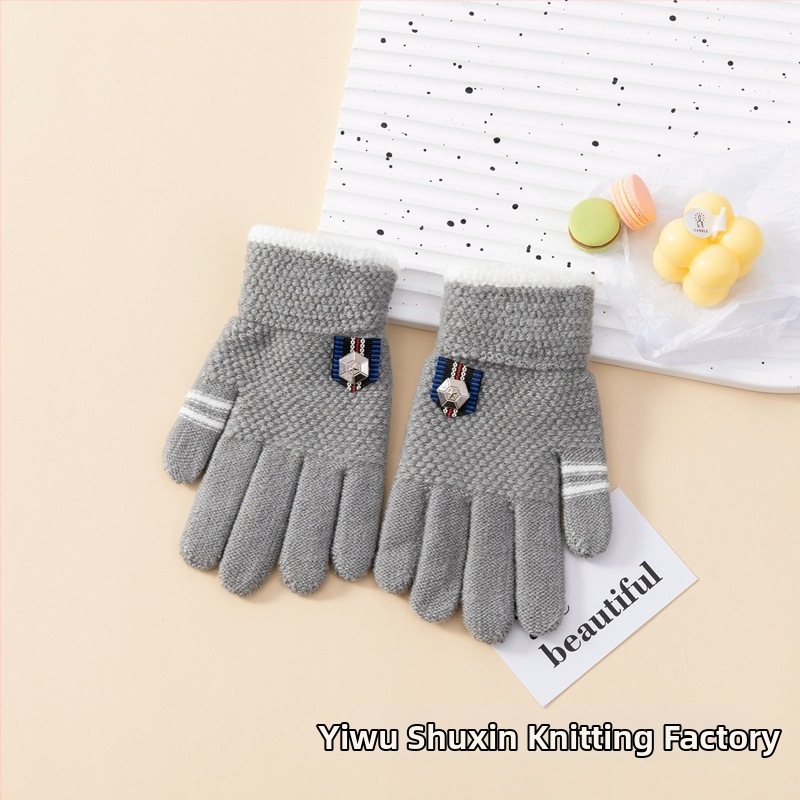 Παιδικά γάντια με καρτούν μοτίβο, Jacquard-πλεγμένα, με φλις επένδυση για ζεστασιά, για παιδιά 5–13 ετών