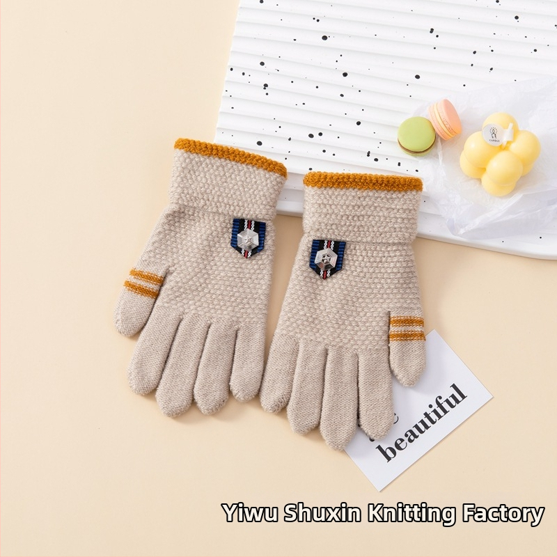 Παιδικά γάντια με καρτούν μοτίβο, Jacquard-πλεγμένα, με φλις επένδυση για ζεστασιά, για παιδιά 5–13 ετών