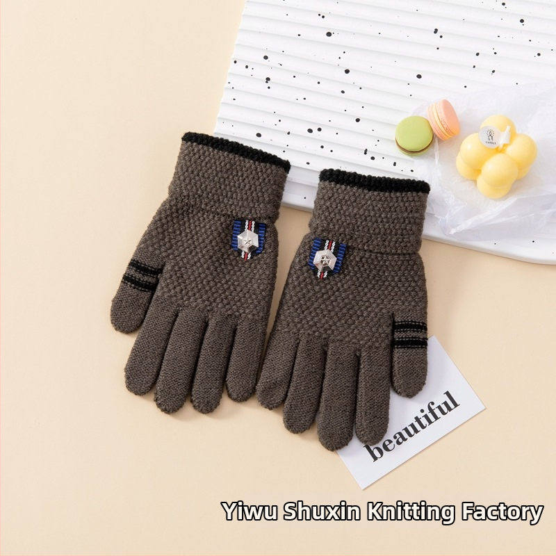 Παιδικά γάντια με καρτούν μοτίβο, Jacquard-πλεγμένα, με φλις επένδυση για ζεστασιά, για παιδιά 5–13 ετών