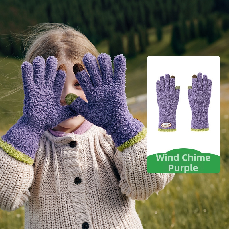 Dječje rukavice s dotikom zaslona - tople, antistaticke, pet prstiju; poliester vlakna; uzrast 2–12; za zimu i jesen