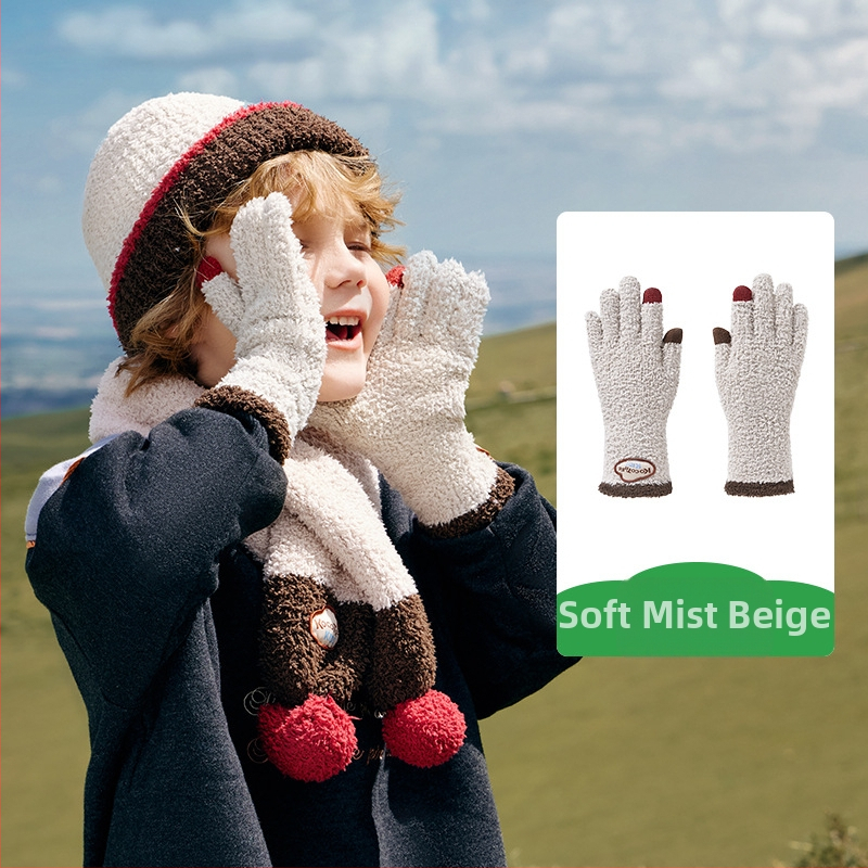 Dječje rukavice s dotikom zaslona - tople, antistaticke, pet prstiju; poliester vlakna; uzrast 2–12; za zimu i jesen