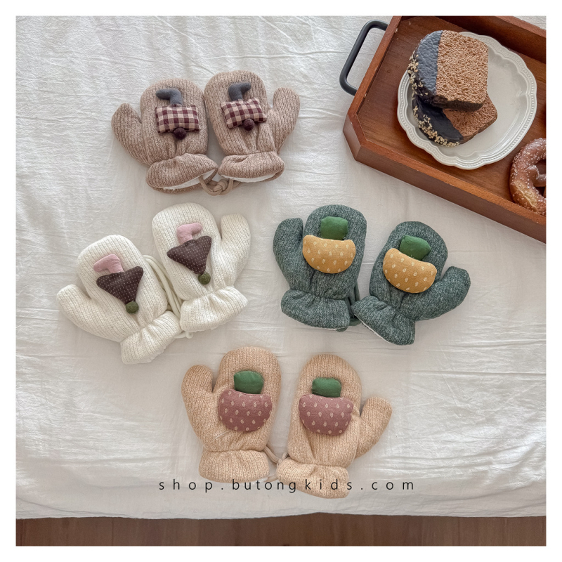 Παιδικά γάντια χωρίς δάχτυλα, unisex, χειμωνιάτικα, κορεάτικου στυλ, μονοχρωματικό σχέδιο, τεχνική tie-dye, Lebutong