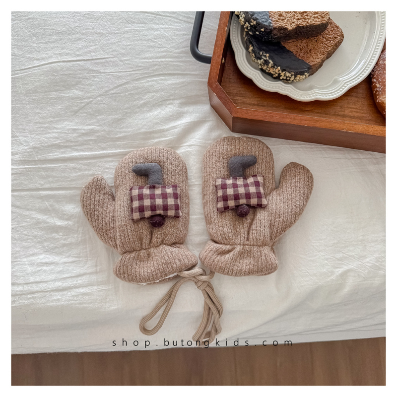 Παιδικά γάντια χωρίς δάχτυλα, unisex, χειμωνιάτικα, κορεάτικου στυλ, μονοχρωματικό σχέδιο, τεχνική tie-dye, Lebutong