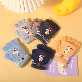 Για αγόρια και κορίτσια παιδικά γάντια χειμωνιάτικα με μισά δάχτυλα, καρτούν στυλ, συνθετικό κασμίρι, διατηρούν τη ζεστασιά, για χειμώνα-άνοιξη-φθινόπωρο