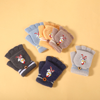 Για αγόρια και κορίτσια παιδικά γάντια χειμωνιάτικα με μισά δάχτυλα, καρτούν στυλ, συνθετικό κασμίρι, διατηρούν τη ζεστασιά, για χειμώνα-άνοιξη-φθινόπωρο
