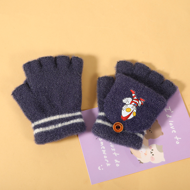 Για αγόρια και κορίτσια παιδικά γάντια χειμωνιάτικα με μισά δάχτυλα, καρτούν στυλ, συνθετικό κασμίρι, διατηρούν τη ζεστασιά, για χειμώνα-άνοιξη-φθινόπωρο