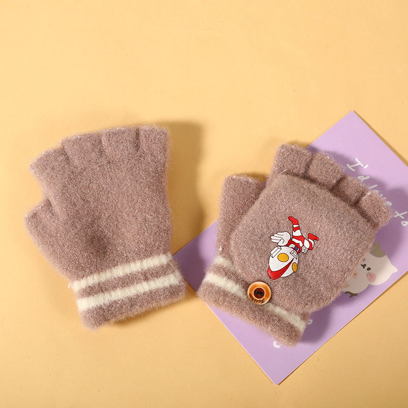 Για αγόρια και κορίτσια παιδικά γάντια χειμωνιάτικα με μισά δάχτυλα, καρτούν στυλ, συνθετικό κασμίρι, διατηρούν τη ζεστασιά, για χειμώνα-άνοιξη-φθινόπωρο