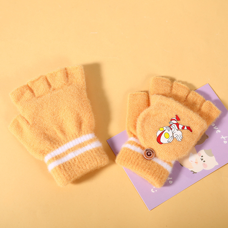 Για αγόρια και κορίτσια παιδικά γάντια χειμωνιάτικα με μισά δάχτυλα, καρτούν στυλ, συνθετικό κασμίρι, διατηρούν τη ζεστασιά, για χειμώνα-άνοιξη-φθινόπωρο