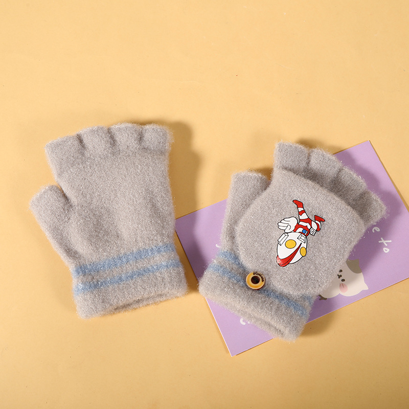 Για αγόρια και κορίτσια παιδικά γάντια χειμωνιάτικα με μισά δάχτυλα, καρτούν στυλ, συνθετικό κασμίρι, διατηρούν τη ζεστασιά, για χειμώνα-άνοιξη-φθινόπωρο