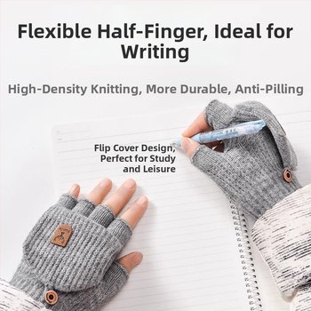 Παιδικά Πλεκτά Γάντια Με Μισό Δάχτυλο – Unisex, Χειμώνας, Ζεστά, Μονόχρωμο Σχέδιο