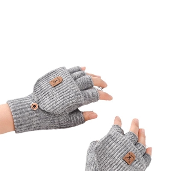 Παιδικά Πλεκτά Γάντια Με Μισό Δάχτυλο – Unisex, Χειμώνας, Ζεστά, Μονόχρωμο Σχέδιο