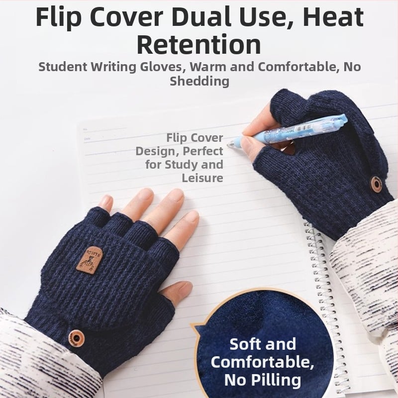 Παιδικά Πλεκτά Γάντια Με Μισό Δάχτυλο – Unisex, Χειμώνας, Ζεστά, Μονόχρωμο Σχέδιο