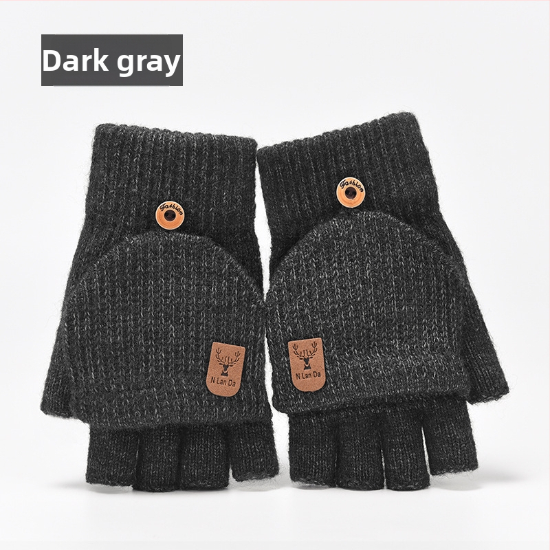 Παιδικά Πλεκτά Γάντια Με Μισό Δάχτυλο – Unisex, Χειμώνας, Ζεστά, Μονόχρωμο Σχέδιο