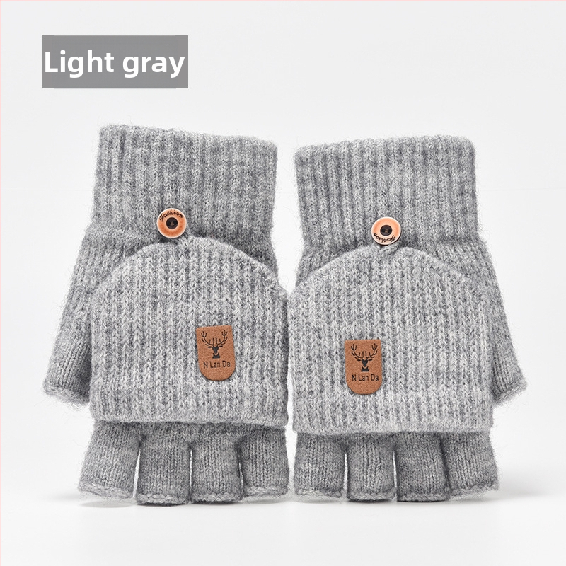 Παιδικά Πλεκτά Γάντια Με Μισό Δάχτυλο – Unisex, Χειμώνας, Ζεστά, Μονόχρωμο Σχέδιο