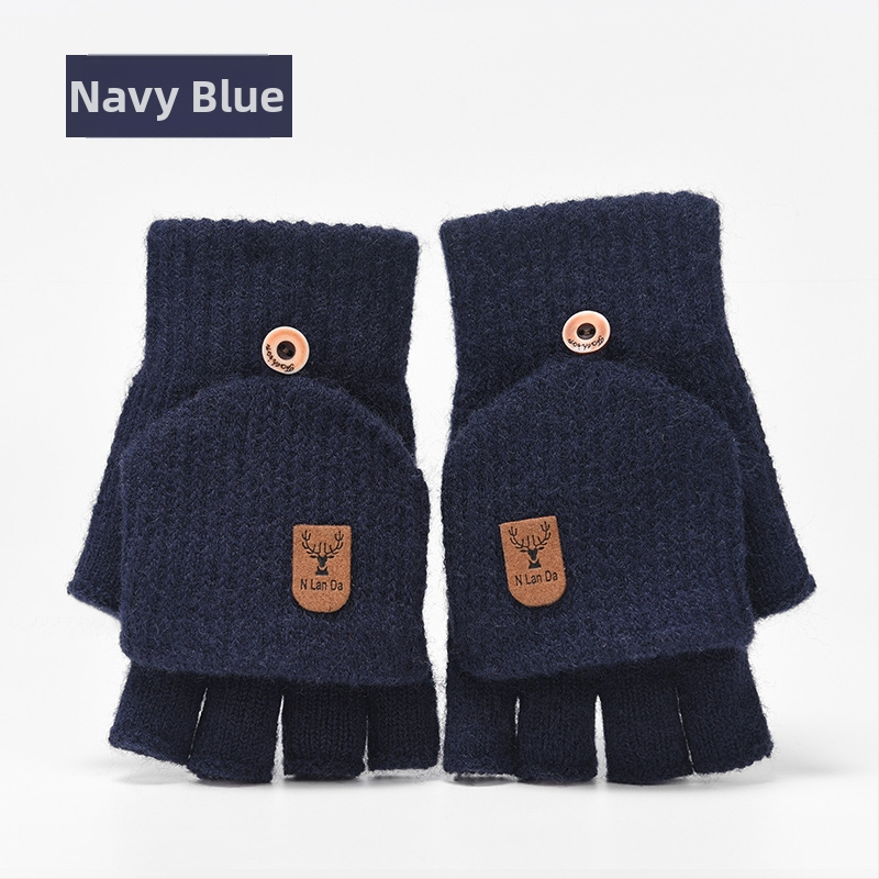 Παιδικά Πλεκτά Γάντια Με Μισό Δάχτυλο – Unisex, Χειμώνας, Ζεστά, Μονόχρωμο Σχέδιο