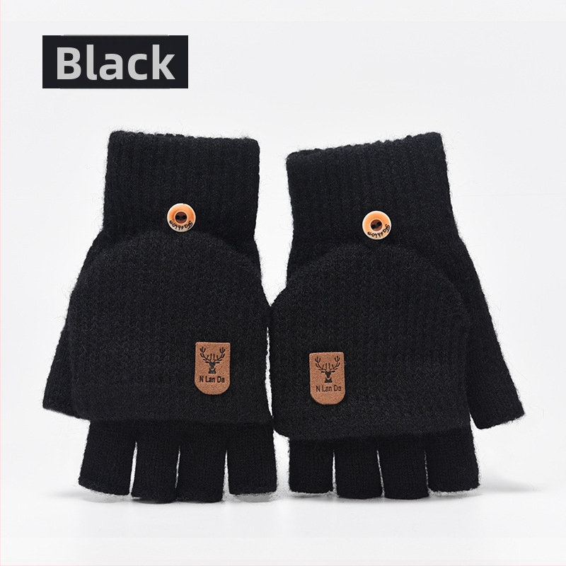 Παιδικά Πλεκτά Γάντια Με Μισό Δάχτυλο – Unisex, Χειμώνας, Ζεστά, Μονόχρωμο Σχέδιο