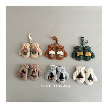 Παιδικά βαμβακερά γάντια για τον χειμώνα, κορεάτικου στυλ, διατηρούν τη ζέστη, ηλικίες 2–6 ετών.