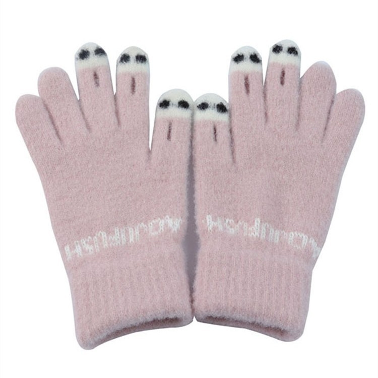 Baršunaste rukavice za dodirni zaslon s otvorenim prstima, tople, monokromatski uzorak, sladak stil, unisex.