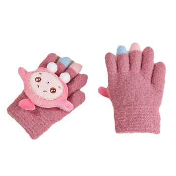 Παιδικά γάντια με πλήρη δάκτυλα, ζεστά από Mink βελούδο, εκτύπωση καρτούν, για ηλικίες 3–7 ετών, χειμώνας-άνοιξη-φθινόπωρο