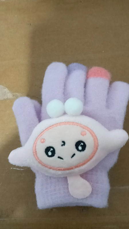 Παιδικά γάντια με πλήρη δάκτυλα, ζεστά από Mink βελούδο, εκτύπωση καρτούν, για ηλικίες 3–7 ετών, χειμώνας-άνοιξη-φθινόπωρο