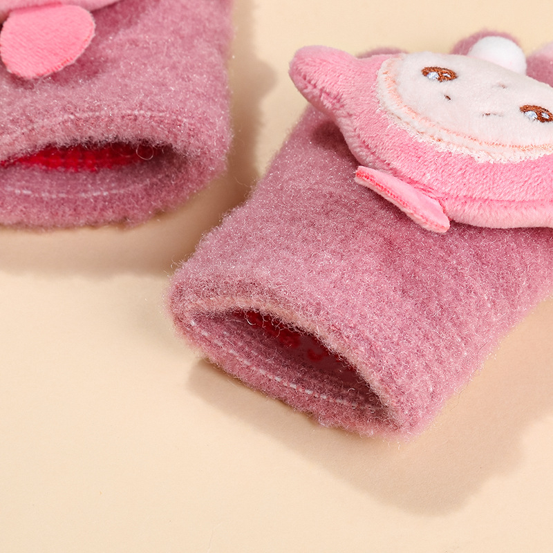 Παιδικά γάντια με πλήρη δάκτυλα, ζεστά από Mink βελούδο, εκτύπωση καρτούν, για ηλικίες 3–7 ετών, χειμώνας-άνοιξη-φθινόπωρο