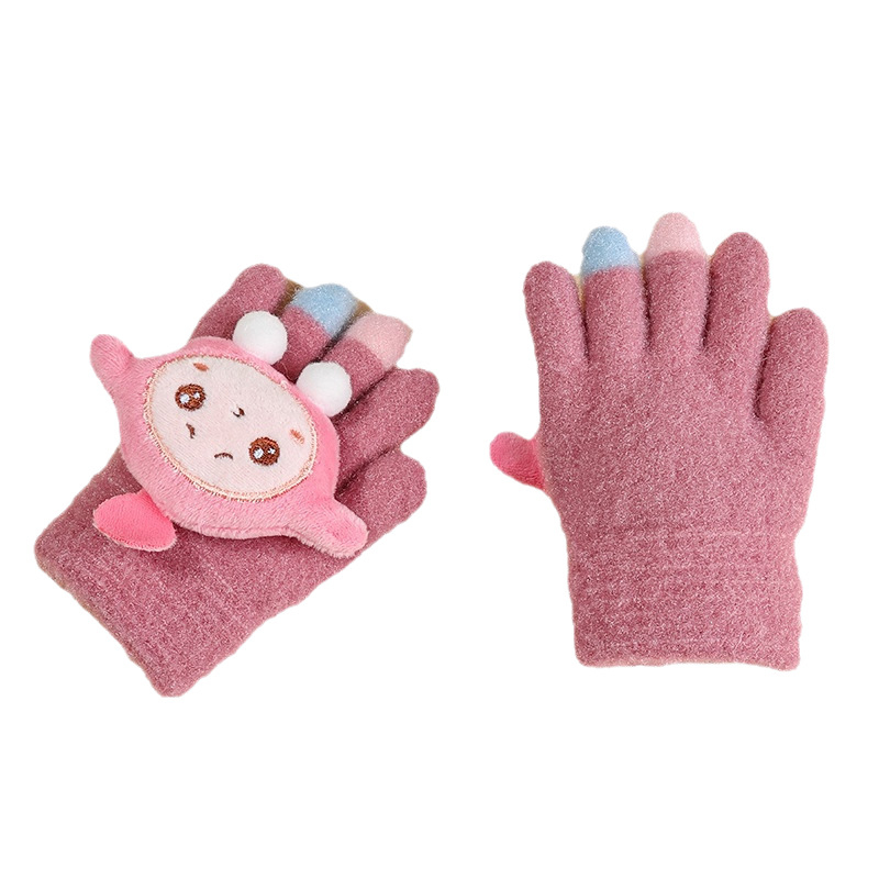 Παιδικά γάντια με πλήρη δάκτυλα, ζεστά από Mink βελούδο, εκτύπωση καρτούν, για ηλικίες 3–7 ετών, χειμώνας-άνοιξη-φθινόπωρο