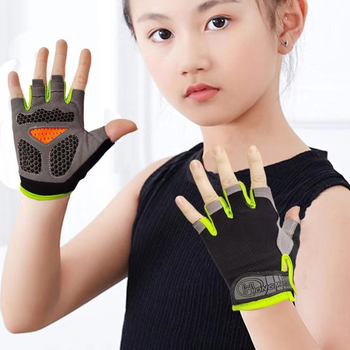 Παιδικά γάντια με μισά δάχτυλα για ποδήλατο - Αντιολισθητικά, ανθεκτικά στη φθορά από δικτυωτό υλικό (Υλικό: Δίκτυο; Χρήση: γάντια για ποδήλατο; Στυλ: μισοδάχτυλα; Ηλικία: 4–16)