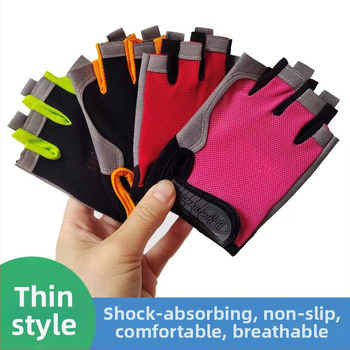 Παιδικά γάντια με μισά δάχτυλα για ποδήλατο - Αντιολισθητικά, ανθεκτικά στη φθορά από δικτυωτό υλικό (Υλικό: Δίκτυο; Χρήση: γάντια για ποδήλατο; Στυλ: μισοδάχτυλα; Ηλικία: 4–16)