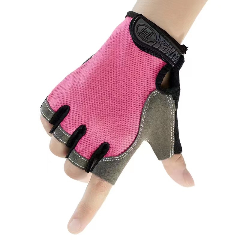 Παιδικά γάντια με μισά δάχτυλα για ποδήλατο - Αντιολισθητικά, ανθεκτικά στη φθορά από δικτυωτό υλικό (Υλικό: Δίκτυο; Χρήση: γάντια για ποδήλατο; Στυλ: μισοδάχτυλα; Ηλικία: 4–16)