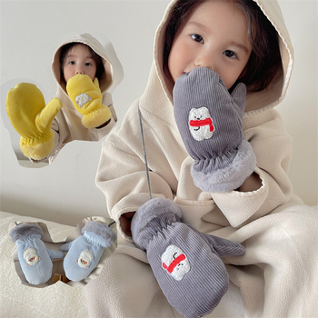 Παιδικά χειμερινά γάντια με κέντημα σε σχέδιο καρτούν, unisex, για εξωτερικές χρήσεις, ηλικίες 2–4 ετών