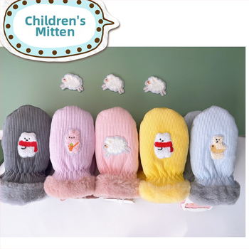 Παιδικά χειμερινά γάντια με κέντημα σε σχέδιο καρτούν, unisex, για εξωτερικές χρήσεις, ηλικίες 2–4 ετών