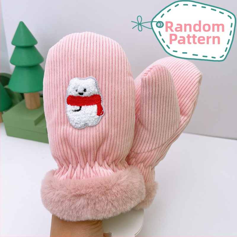 Παιδικά χειμερινά γάντια με κέντημα σε σχέδιο καρτούν, unisex, για εξωτερικές χρήσεις, ηλικίες 2–4 ετών