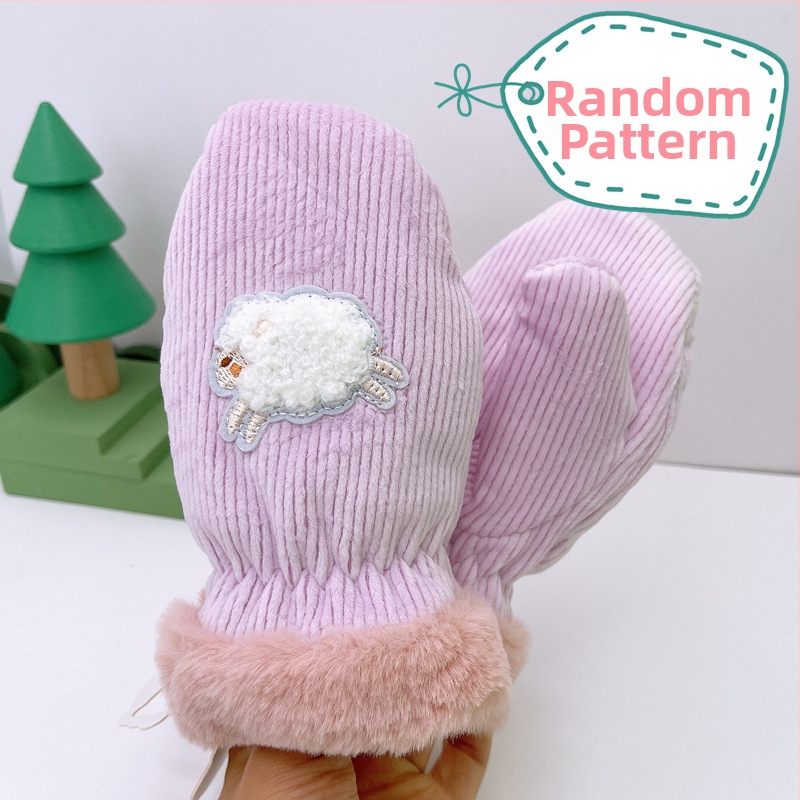 Παιδικά χειμερινά γάντια με κέντημα σε σχέδιο καρτούν, unisex, για εξωτερικές χρήσεις, ηλικίες 2–4 ετών