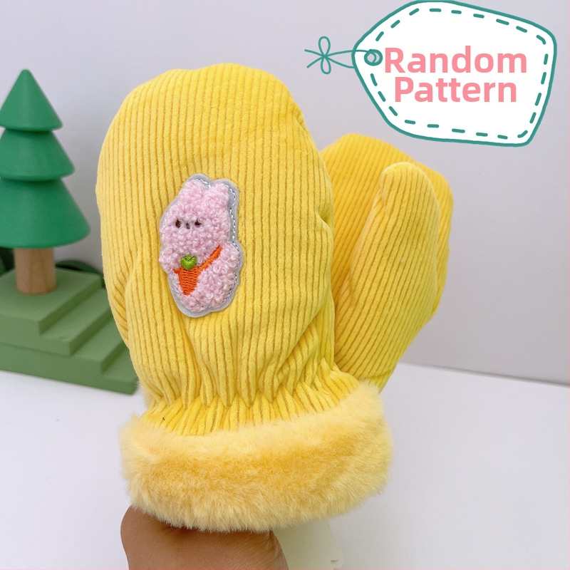 Παιδικά χειμερινά γάντια με κέντημα σε σχέδιο καρτούν, unisex, για εξωτερικές χρήσεις, ηλικίες 2–4 ετών