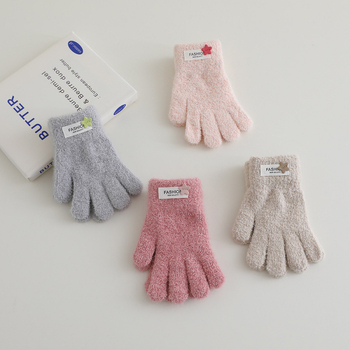 Dječje rukavice s pet prstiju za zimu, unisex, pletene, s oznakom zvijezde