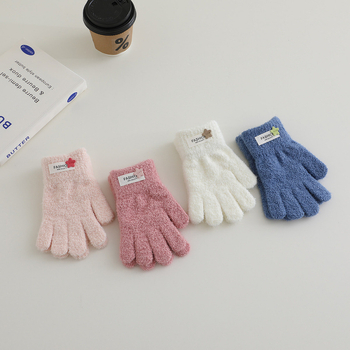 Dječje rukavice s pet prstiju za zimu, unisex, pletene, s oznakom zvijezde