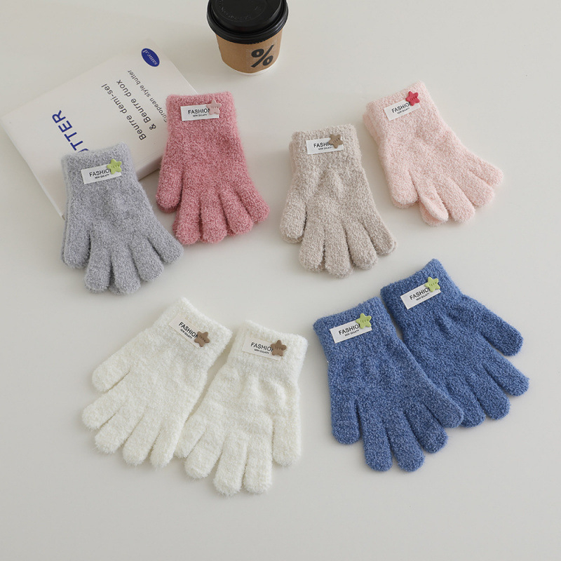 Dječje rukavice s pet prstiju za zimu, unisex, pletene, s oznakom zvijezde