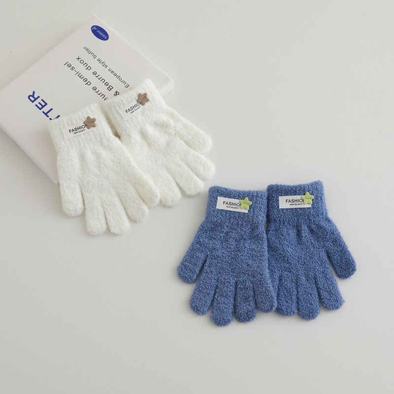 Dječje rukavice s pet prstiju za zimu, unisex, pletene, s oznakom zvijezde