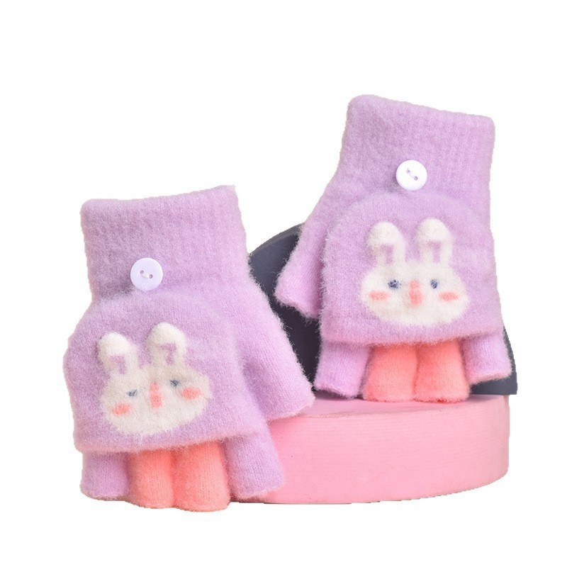 Dječje rukavice Flip-Top s uzorkom jagoda, pletene tople za zimu, unisex, uzrast 3–8 godina