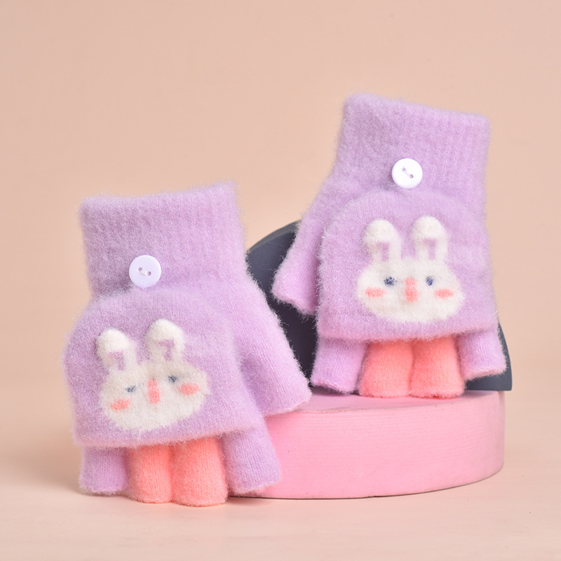 Dječje rukavice Flip-Top s uzorkom jagoda, pletene tople za zimu, unisex, uzrast 3–8 godina