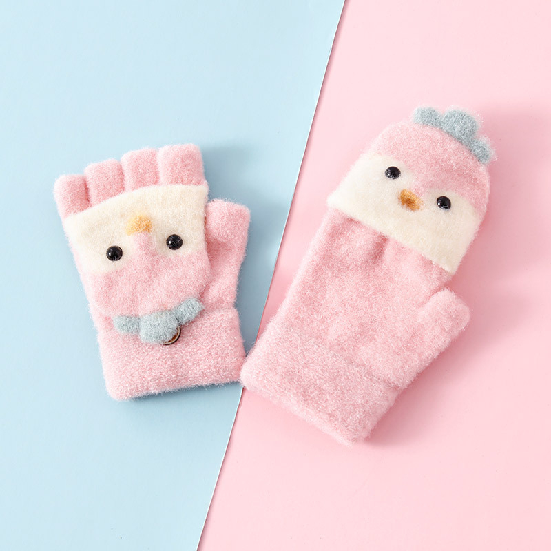 Dječje pletene rukavice s pola prsta za zimu, unisex, akril, fleece podstava, zadržavaju toplinu, uzrast 2–8 godina