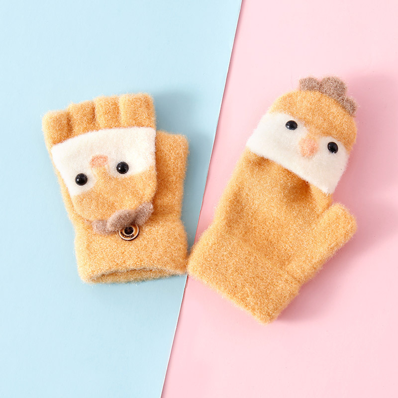 Dječje pletene rukavice s pola prsta za zimu, unisex, akril, fleece podstava, zadržavaju toplinu, uzrast 2–8 godina