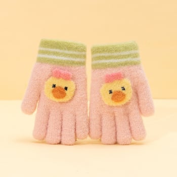 Zimske dječje rukavice s pet prstiju – tople, pletene, cartoon dizajn, unisex, za uzrast 1–4 godine